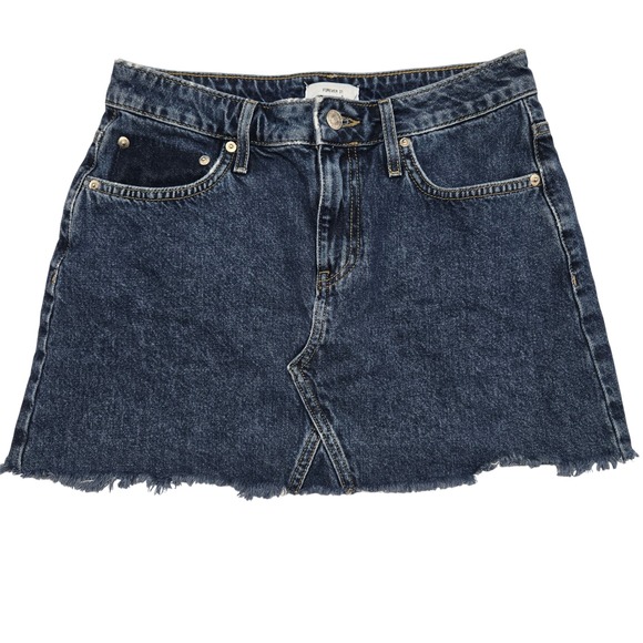 Forever 21 Dresses & Skirts - Forever 21 Dark Wash‎ Denim Mini Skirt Raw Hem Blue 100% Cotton Womens Size Med